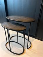 Bijzettafels van brass metaal, Huis en Inrichting, Tafels | Bijzettafels, Minder dan 55 cm, Gebruikt, Metaal of Aluminium, Ovaal