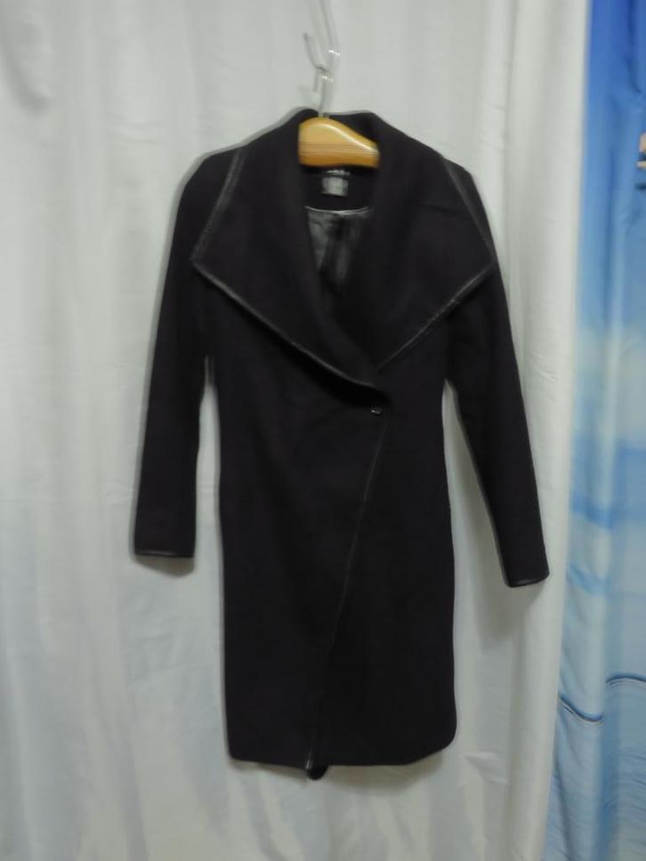 zwarte wolmix jas wrapjas mt S DKNY model dl850019, Kleding | Dames, Jassen | Winter, Gedragen, Maat 36 (S), Zwart, Ophalen of Verzenden