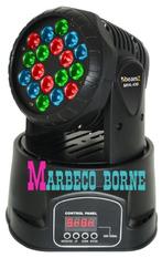 Moving head LED 12-Kanaals Wash 18 x 3W DMX,Lichteffect,LED, Muziek en Instrumenten, Licht en Laser, Kleur, Nieuw, Info@marbeco.nl