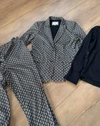 3 delig set travelstof hv society blazer 42 broek blouse 40, Maat 38/40 (M), Kostuum of Pak, Hv society, Blauw