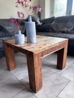 2 houten salontafels massief teakhout - robuust & Vierkant, Ophalen, Gebruikt, 50 tot 100 cm, Minder dan 50 cm