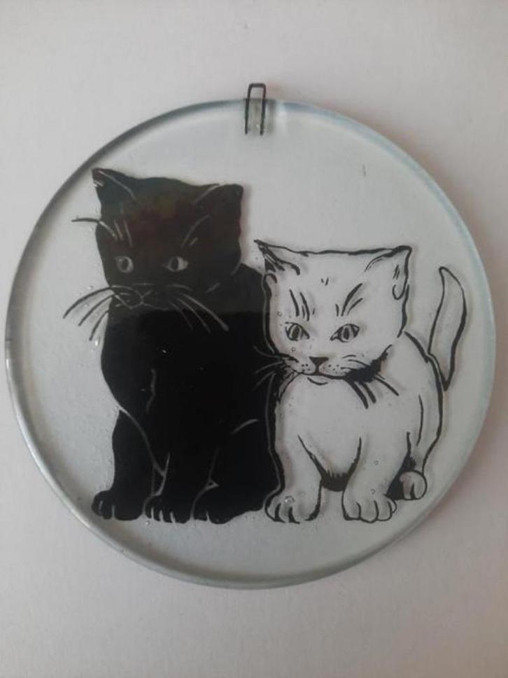 Glazen raamhanger met poezen ~vintage ~, Huis en Inrichting, Woonaccessoires | Overige, Zo goed als nieuw, Ophalen of Verzenden