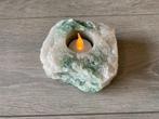 Waxinelichthouder Edelsteen ruwe groene Kwarts/Bergkristal 2, Ophalen of Verzenden, Mineraal