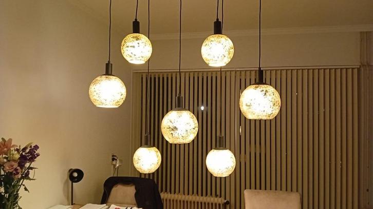 Design Hanglamp 'Bert', Huis en Inrichting, Lampen | Hanglampen, Zo goed als nieuw, 50 tot 75 cm, Glas, Ophalen