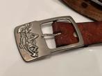 Originele vintage leren riem, Lucky Luke, Sesamstraat, Bruin, Echt leder, Minder dan 95 cm, Ophalen of Verzenden