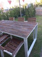 Complete houten tuinset, Gebruikt, Verzenden, 6 zitplaatsen, Hout
