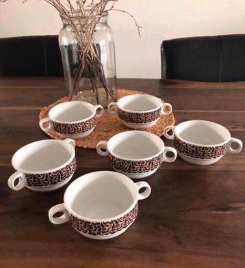 💝 Vintage THOMAS KIRUNA VOGELS soepkom kom wit bruin  beschikbaar voor biedingen