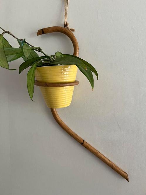 Vintage Rotan Bloempothouder Plantenslang ADCO Pot Ribbel, Verzamelen, Retro, Huis en Inrichting, Ophalen of Verzenden
