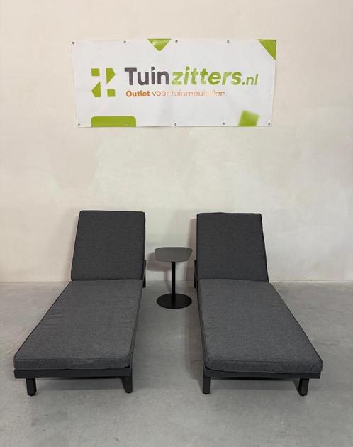 Hartman Averio Ligbedden Set van 2 met Boris Bijzettafel, Tuin en Terras, Ligbedden, Nieuw, Aluminium, Verstelbaar, Ophalen