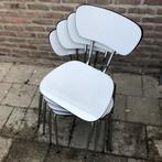 4 oude lichtgrijze Formica stoelen, Ophalen