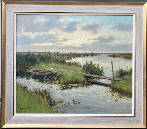 A J ZWART    AAN DE PLASSEN BIJ NIEUWKOOP, Antiek en Kunst, Kunst | Schilderijen | Klassiek, Ophalen of Verzenden