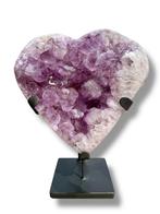 Groot Amethist Hart op metalen standaard, Verzamelen, Mineralen en Fossielen, Ophalen of Verzenden, Mineraal