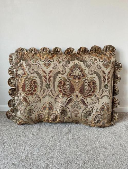 Vintage kussenhoes met print, 71x51cm. Boho bohemian barok, Huis en Inrichting, Woonaccessoires | Kussens, Gebruikt, Groen, Rechthoekig