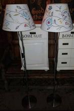 2 Staande Lampen, vloerlamp. Geborduurde Bloemenkap, Ophalen, 150 tot 200 cm
