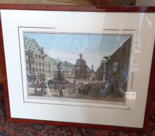 Mooi ingelijste Opticagravure  Augsburg, Antiek en Kunst, Kunst | Etsen en Gravures, Ophalen of Verzenden