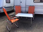 3 CRESPO ORANJE KAMPEERSTOELEN + KAMPEERTAFEL !!!, Ophalen, Gebruikt