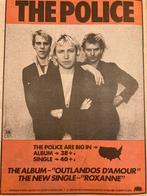 Paginagrote A3 advertentie POLICE Roxanne release OUTLANDOS, Ophalen of Verzenden