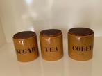 Vintage voorraadpotten (jaren 60) suiker thee koffie, Ophalen of Verzenden, Zo goed als nieuw
