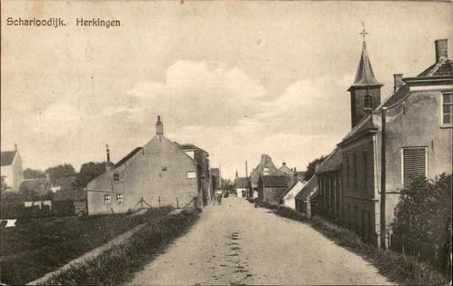 Herkingen Scharloodijk st 1928  uitg A.Munters, Verzamelen, Ansichtkaarten | Nederland, Gelopen, Zuid-Holland, 1920 tot 1940, Verzenden
