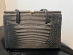 Leren handtas in grijstinten, slangen print., Ophalen of Verzenden, Gebruikt, Grijs, Handtas