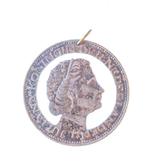 Hanger ketting uitgesneden 2 1/2 gulden Juliana, Ophalen of Verzenden, Zilver, Nederland