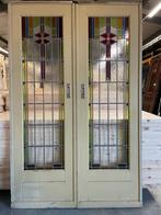 Set schuif / en-suite deuren met glas in lood 211x136cm., Antiek en Kunst, Ophalen