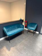 Turquoise Groen blauwe velvet Velours Bank & Stoel, Ophalen, Zo goed als nieuw, Tweepersoons, Stof