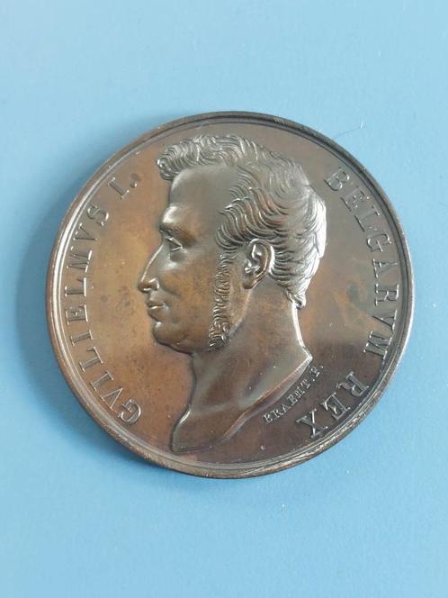 Penning willem 1 brussel 1830 tentoonstelling, Postzegels en Munten, Penningen en Medailles, Brons, Nederland, Ophalen of Verzenden