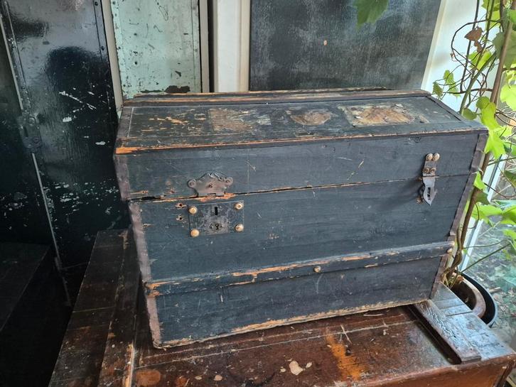 Antieke Reiskist / Hutkoffer voor Trein, Antiek en Kunst, Antiek | Overige Antiek, Ophalen