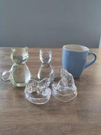 4 glazen katjes, ook kristal, Ophalen of Verzenden, Zo goed als nieuw, Kristal