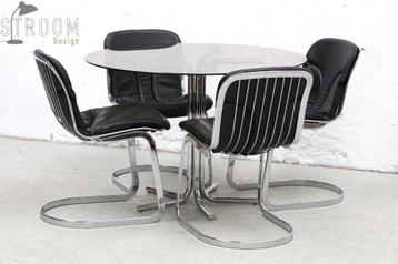 Willy Rizzo Cidue Stoelen Tafel Vintage Design Jaren 70 beschikbaar voor biedingen