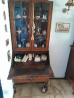 Antieke eiken secrataire vitrinekast - 76cm breed, Huis en Inrichting, Ophalen, Gebruikt, Antiek