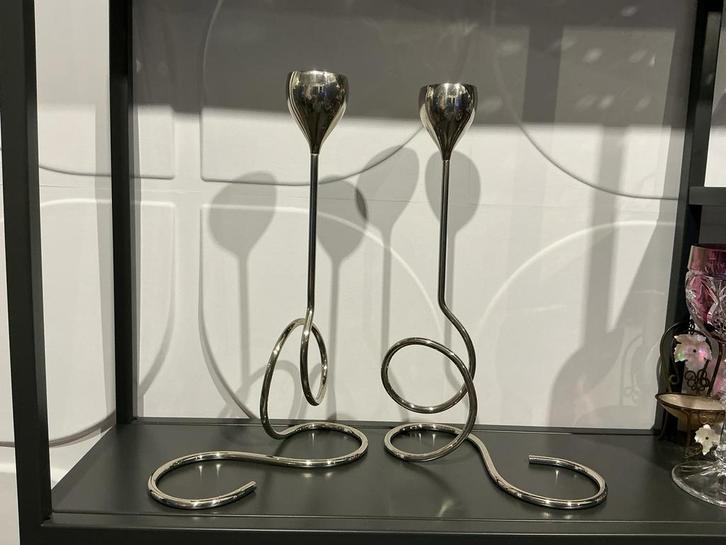 Set van 2 verzilveren kandelaars, Huis en Inrichting, Woonaccessoires | Stolpen, Zo goed als nieuw, Ophalen of Verzenden