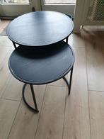set van 2 ronde zwarte salontafels, Huis en Inrichting, Tafels | Bijzettafels, Minder dan 55 cm, Gebruikt, Rond, Ophalen