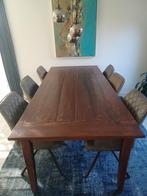 Eethoek met 6 stoelen, waarvan 4 met schade, Huis en Inrichting, Tafels | Eettafels, Gebruikt, Eikenhout, 200 cm of meer, Vijf personen of meer