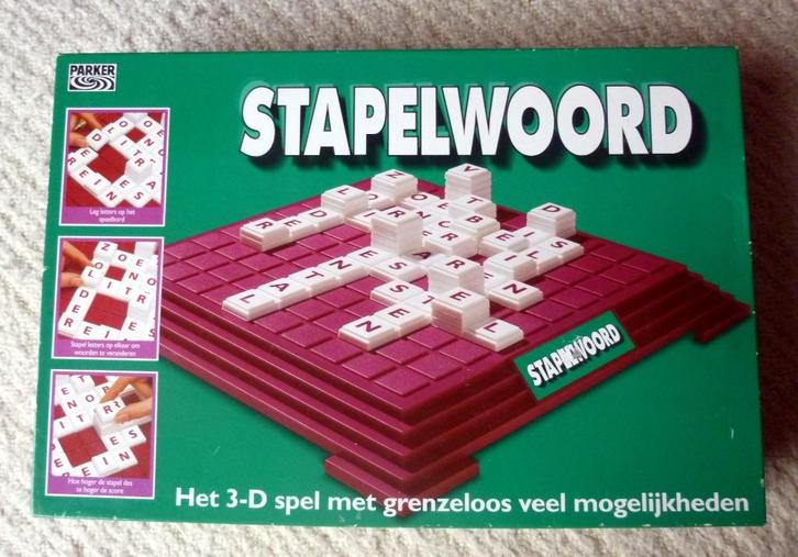 Stapelwoord, Parker, 2 - 4 spelers - compleet, Hobby en Vrije tijd, Gezelschapsspellen | Bordspellen, Zo goed als nieuw, Een of twee spelers