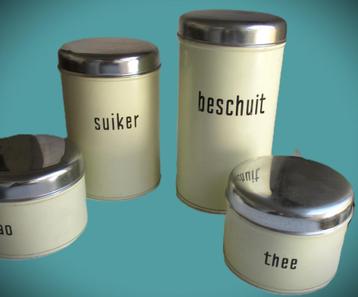 Brabantia Keukenset~Suiker~Cacao~Beschuit~Koffie Jaren 50 beschikbaar voor biedingen