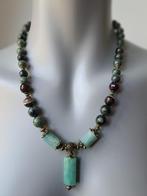 077 Ketting met Amazoniet Agaat & Kambaba Jaspis 58cm, Nieuw, Ophalen of Verzenden, Steen of Mineraal, Met edelsteen