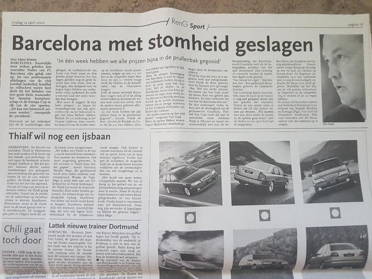 Voetbal: Crisis Louis van Gaal bij FC Barcelona (krant 2000), Verzamelen, Tijdschriften, Kranten en Knipsels, Knipsel(s), 1980 tot heden