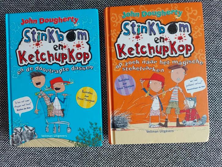 Stinkbom en Ketchupkop op zoek naar het magische stekelvarke, Boeken, Kinderboeken | Jeugd | onder 10 jaar, Zo goed als nieuw
