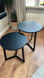 Bijzettafel 2 stuks zwart, Huis en Inrichting, Minder dan 55 cm, Rond, Zo goed als nieuw, Ophalen