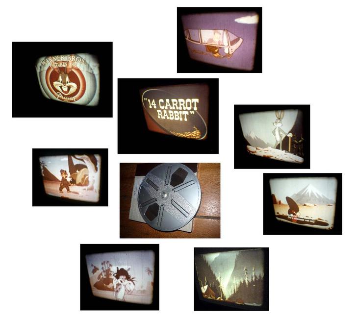 8mm film 2x Bugs Bunny -14 Carrot + Nips - geluid 120mtr -, Audio, Tv en Foto, Filmrollen, 8mm film, Ophalen of Verzenden