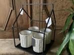 NIEUW metalen huis houder met 4 luxe windlichtjes, Ophalen of Verzenden, Nieuw