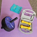 Fitness: Ab wheel, yogamat, elastiek en gewichtjes, Sport en Fitness, Fitnessmaterialen, Ophalen, Gebruikt, Benen, Overige typen