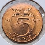 hele mooie 5 cent stuiver 1969 haan FDC RD (1), Postzegels en Munten, Munten | Nederland, Ophalen of Verzenden, Koningin Juliana