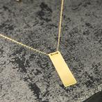 14k gouden ketting met naam plaat graveren, Ophalen of Verzenden