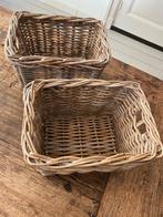 Brocante, grof gevlochten  rieten manden/lademanden, Ophalen of Verzenden