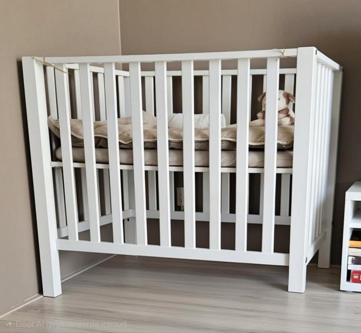 Babybox Wit met boxmatras, Kinderen en Baby's, Boxen, Zo goed als nieuw, Vierkant, In hoogte verstelbaar, Wieltjes, Ophalen