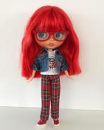 Prachtige custom Blythe doll pop met fel rood haar, Ophalen of Verzenden, Zo goed als nieuw, Pop