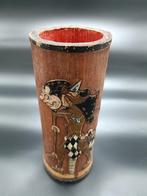 Bamboe Pencelen Pot met Wayang Illustratie, Ophalen of Verzenden